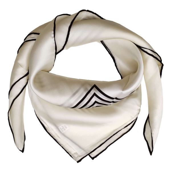 Foulard Shawl Silk Satin 90X90 Lines White Black